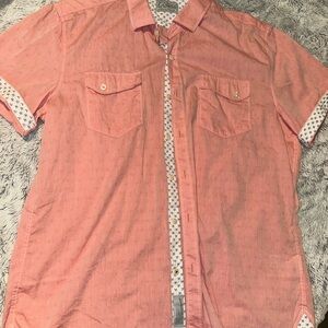 7 Diamonds Coral Short Sleeve Button Down Shirt